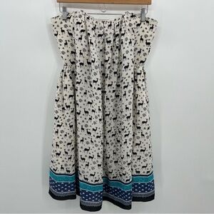 Anna Sui for Anthropologie Strapless Silk Novelty Deer Print Dress